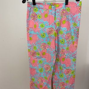 Lilly Pulitzer Elephant Floral Pants Size 8